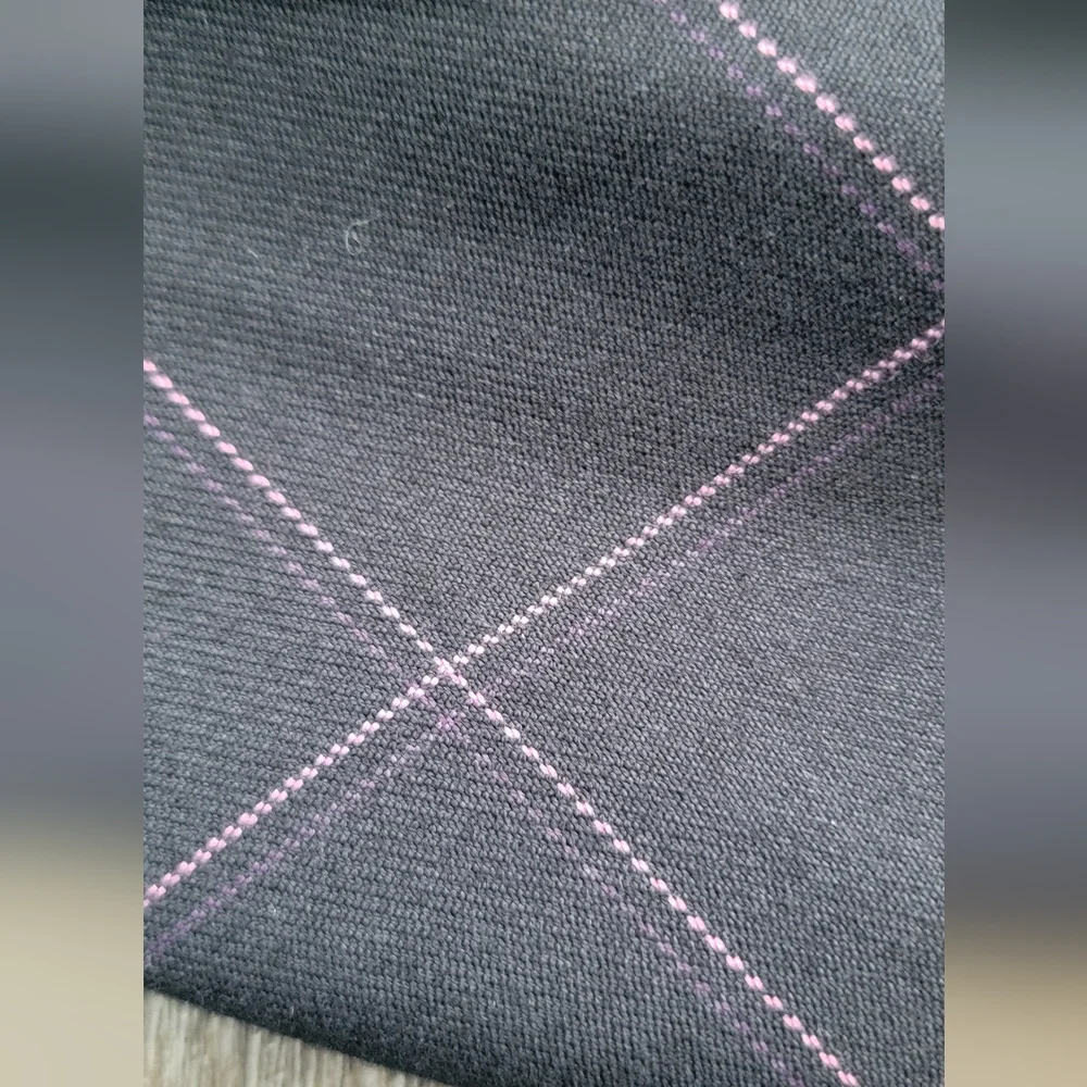 Vintage Y2K Midi Skirt Women's 16P Black w/ Pink & Purple Pin Stripe Plaid Lined - Picture 4 of 10